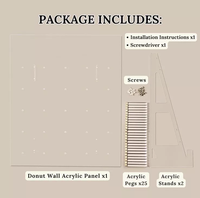 Kit d'affichage mural personnalisable en acrylique pour beignets-Capacité de 50 donuts avec 25 chevilles et base robuste pour boulangeries commerciales/décoration d'événements