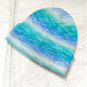 Gorro de lana con degradado de colores para otoño e invierno, gorro de punto cálido para deportes al aire libre, para parejas jóvenes y de mediana edad - Product Image 3