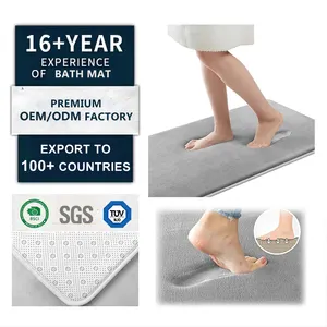 Wholesale quick drying polyester flannel microfibre washable non slip memory foam bath mats for bathroom