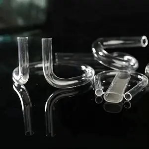 Quartzo fabricação fornecimento claro u curva quartzo vidro tubo ou borosilicato quartzo vidro tubo