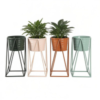 Pots à fleurs multifonctionnels de haute qualité, en métal, modernes, écologiques, colorés, pour la maison et le jardin, avec support, jardinières en fer pour l'extérieur