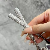 Cuillère à motif martelé en acier inoxydable, couverts pour usage domestique, design minimaliste épaissi, cuillère à café, cuillère à dessert pour restaurant