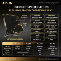 Écran publicitaire LED double face ultra-mince 26 mm P2.604 IP65 HDR 1000:1 CMS piloté par IA Garantie 2 ans Emballage GOB Centre commercial