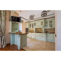 Armoire de cuisine Shaker sur mesure vert menthe avec boîte en contreplaqué, cadre en bois massif avec porte vitrée et installation rapide