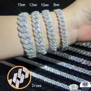 Jewelry Rts 2 Rows Cuban Link Chain With GRA Vvs Diamond Moissanite 925 Silver 8 Mm To 20 Mm Wide For Rapper Hiphop Jewelry