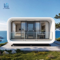 Maison capsule écologique à haute efficacité, verre Low-E, préfabriquée, modulaire, petite maison