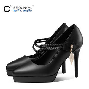 Escarpins à bout pointu bleus élégants pour femmes, talons hauts et fins à sangle unique, plateforme épaisse, chaussures confortables et à la mode de nouveaux créateurs - Product Image 4