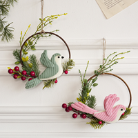 Ornement suspendu en forme d'oiseau en peluche pour couronne de Noël, figurine pour branche d'arbre de Noël, support mural et de porte, accessoires de décoration pour scène de sapin de Noël