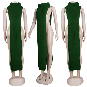 Nuovo Maglione Casual Moda Autunno Inverno con Collo Alto e Spacco Lungo, Maglioni Lavorati a Maglia, Top <span class=keywords><strong>Donna</strong></span> alla Moda - Product Image 5