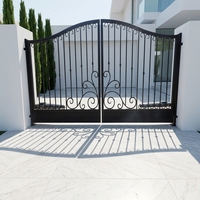 Portail battant classique en fer forgé noir pour villa/jardin/ferme – Panneaux de clôture extérieurs au design classique pour entrée de maison et allée