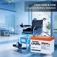 Batterie pliable pour fauteuil roulant LiFePO4 de qualité automobile 12V120AH, charge équilibrée, taux de décharge élevé pour scooter de mobilité CE FCC