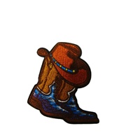 Vente en gros Cowboy Crâne Cowgirl Bottes Petite Broderie Applique Badge Lettre Mama Fer sur Patch pour Chapeaux Casquettes Vêtements