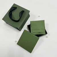 Boîte de rangement pliable en carton vert personnalisée ZXF pour boucles d'oreilles avec pochette pour colliers
