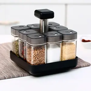 Popolare 360 girevole per condimenti 8 Set di bottiglie per condimento chiaro speziato porta spezie Organizer cucina per ristorante domestico