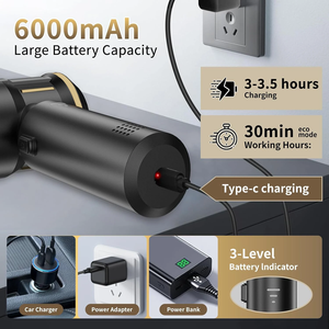 เครื่องดูดฝุ่นในรถยนต์มือถือ120W 18000PA แรงดูดสูง | ไร้สายแบบพกพาสำหรับบ้านและรถยนต์ | ABS น้ำหนักเบาชาร์จได้ - Product Image 4