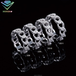 Anillo de Moissanita de Una Sola Hilera, Joyería Fina de Plata de Ley 925, Anillo Hip Hop para Hombre y Mujer, Anillo Cubano con Diamante de Moissanita VVS - Product Image 1