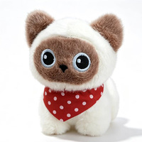 Mini porte-clés chat siamois en peluche calico avec haut-parleur, breloque de sac, jouet animal en peluche Kawaii, chaton moelleux, pendentif de sac à dos