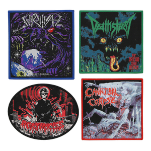 Parche de mochila con apliques cosidos tejidos personalizados, <span class=keywords><strong>Death</strong></span> Doom Sludge Stoner, tela de música gótica, Material principal para chaqueta de sombrero - Product Image 5