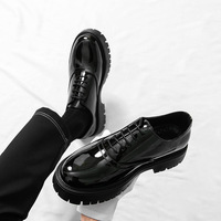 Chaussures d'été en cuir pour hommes, style anglais, décontractées et habillées, à lacets, semelles épaisses, souples, légères, respirantes, rehaussantes