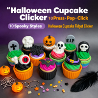 Porte-Clés Cliqueur Cupcake Halloween Imprimé en 3D Jouet Fidget Pop Out Appuyer Anti-Stress Bureau Fête