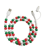 Câble de charge multifonction USB Type-C 2-en-1 avec design perlé en PVC, charge rapide pour téléphones