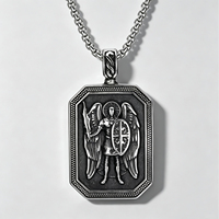 Collier pendentif en acier inoxydable en forme de croix de l'archange Saint Michel, protecteur des hommes et des femmes, religieux catholique