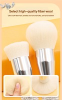 Pinceau Fond de Teint Plat de Luxe Effet Diamant, Poils Synthétiques, Manche Métallique, Super Doux, pour Maquillage Visage et Poudre Libre