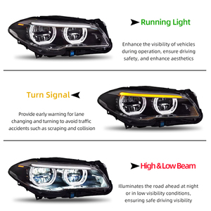 Conjunto de Faros LED Modificados para <span class=keywords><strong>BMW</strong></span> Serie 5 <span class=keywords><strong>523i</strong></span> 535i F10 F18 E61 <span class=keywords><strong>2011</strong></span>-2017, Luces de Giro DRL, Enchufe y Listo - Product Image 4