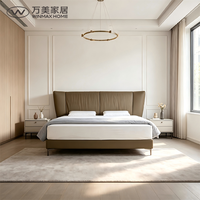 Lit rembourré en cuir véritable de luxe, style minimaliste moderne, taille King Queen, pour chambre à coucher, V468