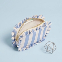 Sac de maquillage portable à rayures et volants, personnalisé, écologique, tendance, vente en gros, idéal pour l'extérieur