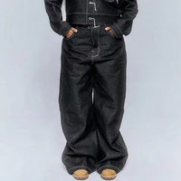 Ensembles de vêtements personnalisés avec logo, ensembles de vestes en jean respirants imprimés en relief, ensembles de pantalons en jean mi-lourds surdimensionnés, décontractés pour l'automne