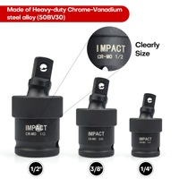Juego de 18 piezas de herramientas de extensión para llaves de impacto, junta universal giratoria, adaptador de llave de vaso profundo de 1/4", 3/8", 1/2", barra de extensión