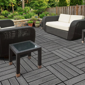 Modern Outdoor Patio Interlocking <b>Deck</b> Tiles 3D Embossed Wood Look Anti-Slip Waterproof Composite Flooring for Backyard Garden - Product Image 2