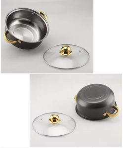 Modern Kitchen <b>Cookware</b> <b>Sets</b> Stainless Steel With Gold Handle Nonstick Coating 12-Pieces Export Cross-Border Supply <b>Induction</b> - Product Image 6