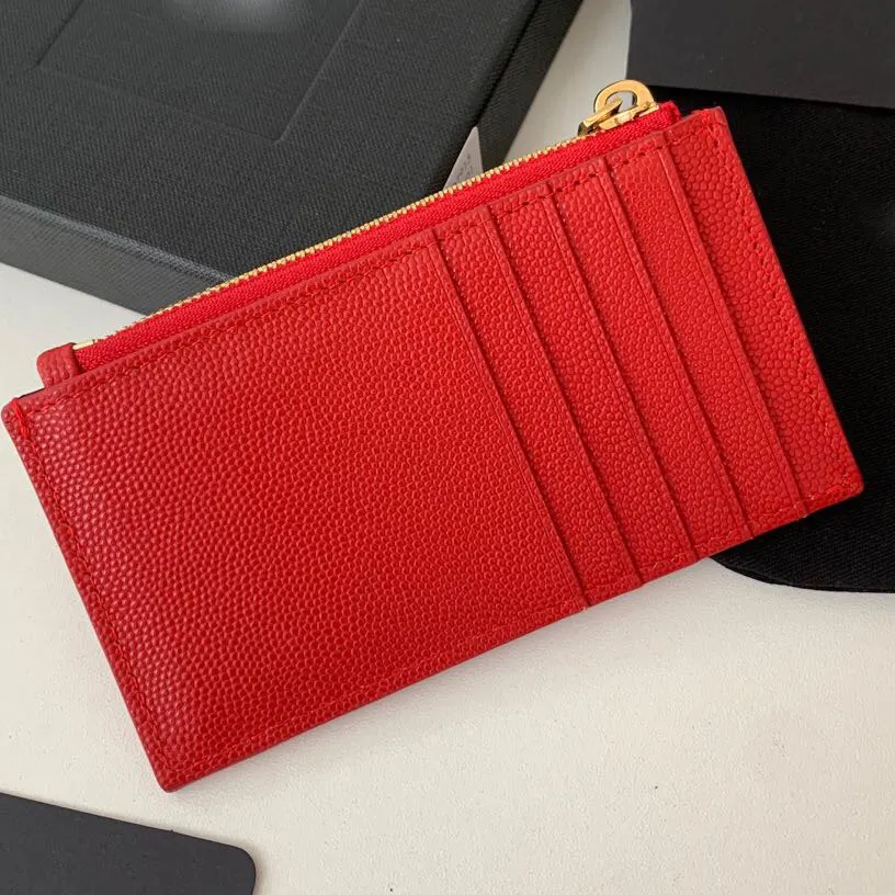 Ladies Slim Credit Card Holder Wallet Custom Women Leather Zipper Card Holder