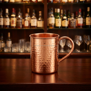 Mug Moscow Mule en Cuivre Poli Massif, Design Luxe, Parois Droites, 16 Oz, Anti-fuite, Sûr pour les Aliments, Poignée Ergonomique Certifiée - Product Image 1