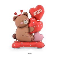 Ballon en Mylar Cœur Géant et Ours Debout de 63/65 Pouces pour la Saint-Valentin, Mariage, Demande en Mariage et Décoration de Fête - Vente en Gros