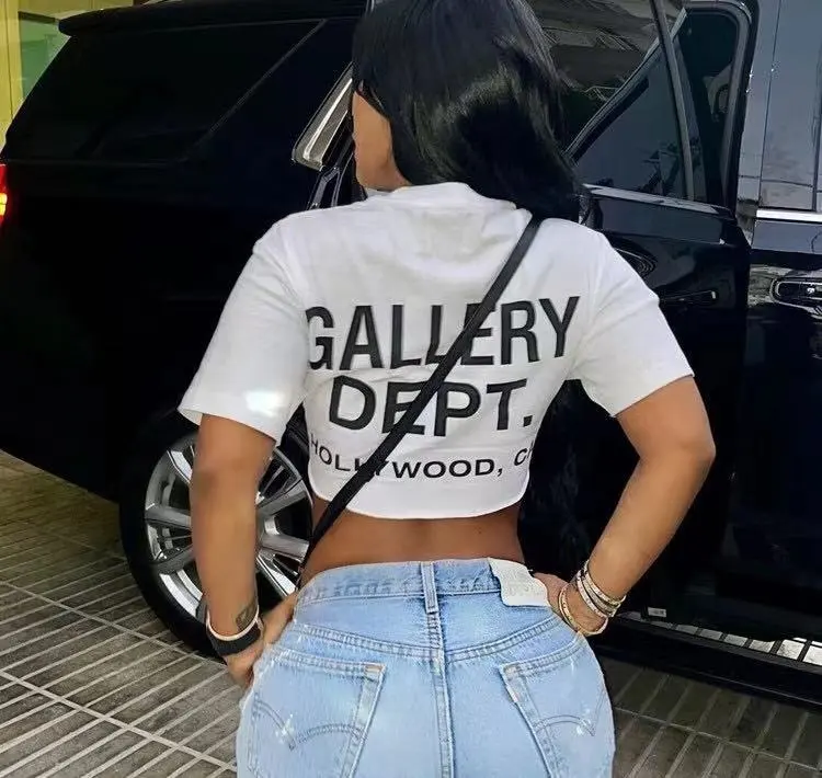 2022 new arrivals Summer Sexy gallery dept t shirts Graphic Tee Short Sleeve Deep V Cut Shirt Blouse Crop Tops for Women Lady