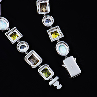 Bijoux en argent 925 Bracelet de créateur de luxe Plaqué or blanc Couleur fantaisie Zircon Stone