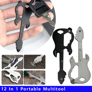 Outil multifonction 12 en 1 en acier inoxydable, portable, en forme de guitare, porte-clés, tournevis, porte-clés, outil multifonction de poche, outil de camping - Product Image 4