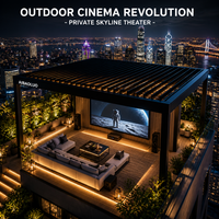 Pérgola de Techo Motorizada Elite con Persianas Ajustables para Cine en Casa en Azotea, Cine Privado al Aire Libre, Espacio de Entretenimiento de Lujo