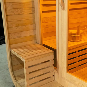ساونا خارجية تقليدية من خشب الأرز الأحمر عالي الجودة تتسع لأربعة أشخاص مع موقد - Product Image 1