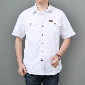 Camicia Casual da <span class=keywords><strong>Uomo</strong></span> a Maniche Corte in <span class=keywords><strong>Cotone</strong></span>, Camicia Tattica Sportiva a <span class=keywords><strong>Mezza</strong></span> <span class=keywords><strong>Manica</strong></span> per Escursionismo, Arrampicata, Caccia e Attività all'Aperto - Product Image 6