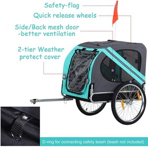 Remorque de vélo pour animaux de compagnie Pet Cart <span class=keywords><strong>Bicycle</strong></span> Wagon Cargo Carrier Attachement pour voyage avec de grandes roues pour tout-terrain et écran en maille - Product Image 5