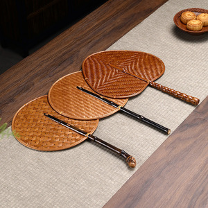 พัดไม้ไผ่ทำมือเคลือบเงา ทรงกลม สไตล์จีนโบราณ พัดฤดูร้อน ของตกแต่งบ้าน - Product Image 4