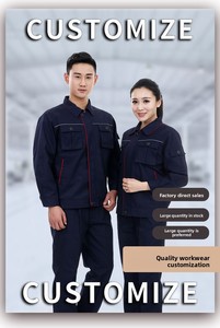 Ensemble <span class=keywords><strong>de</strong></span> combinaisons <span class=keywords><strong>de</strong></span> <span class=keywords><strong>travail</strong></span> <span class=keywords><strong>de</strong></span> protection avec texte brodé, en mélange <span class=keywords><strong>de</strong></span> coton respirant et anti-humidité, pour le printemps et l'automne - Product Image 4