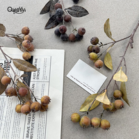 Kunstmatige Herfstbesstelen Groothandel Kunstmatige Gedroogde Fruittakken 55cm Bessen Rechtstreeks van de Fabriek voor Bruiloftdecoratie QYYN-1029