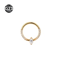 Anneau de nez sans soudure en titane F136 G23 incrusté de CZ marquise, bijou de piercing tendance, cadeau de mariage