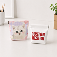 Porte-monnaie personnalisé EB avec motif anime décontracté, cadre interne flexible carré, imprimé par transfert thermique, sac à monnaie compressible avec photo d'animal de compagnie