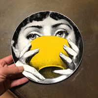Assiette murale Milan de 8 pouces de style européen, artisanat en céramique, assiette décorative pour la maison, visage humain, assiette d'art pour hôtel